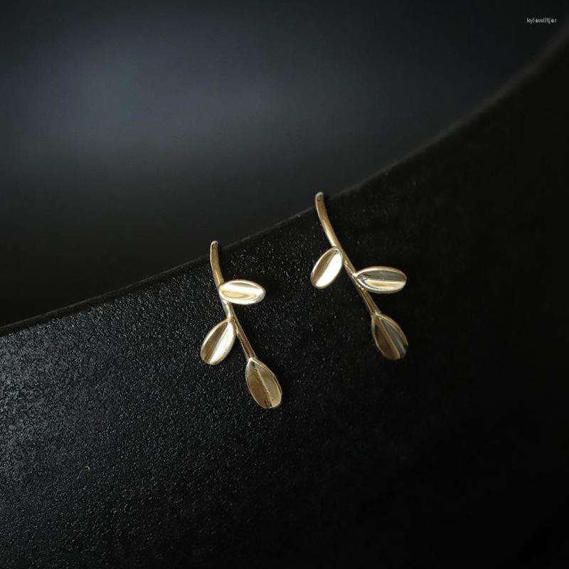 

Stud Earrings 925 Sterling Silver Mini Cute Earring Small Leaf Shape Retro 14k Gold Plating Luxury Fashion Jewelry For Women Accessories