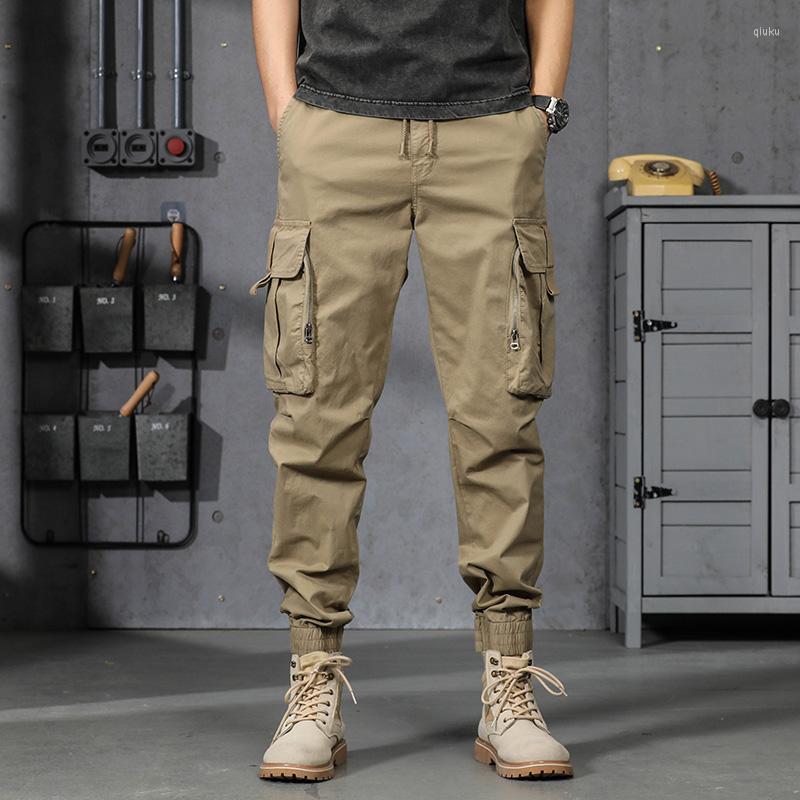 

Men's Pants Summer Cotton Casual Elasti Khaki Harem Men Outdoor Hiking Jogger Trousers Multi Pockets Military Cargo, Dark gray