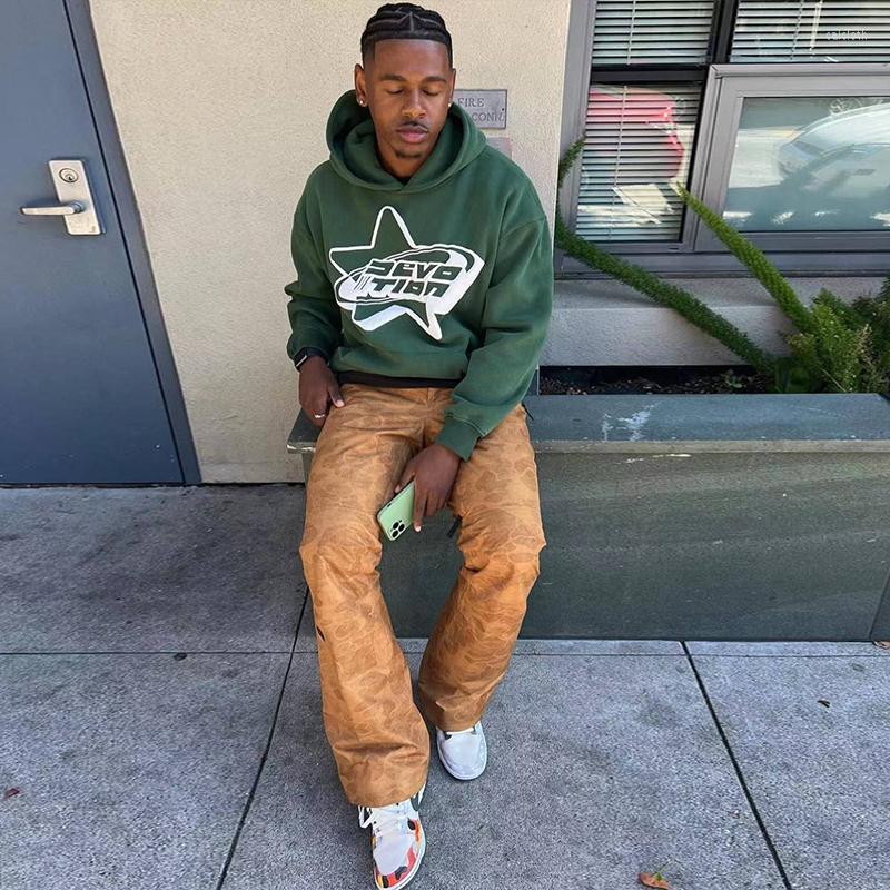 

Men's Hoodies Korean Version Loose Design Couple Harajuku Men Top Clothes Trendy Y2k Goth Sweater Star Letter Print And Women Coat, Green hoodie