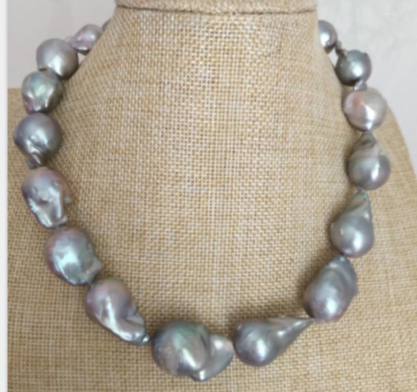 

Chains Stunning 20-25mm South Sea Baroque Silver Grey Pearl Necklace 18inch 925s