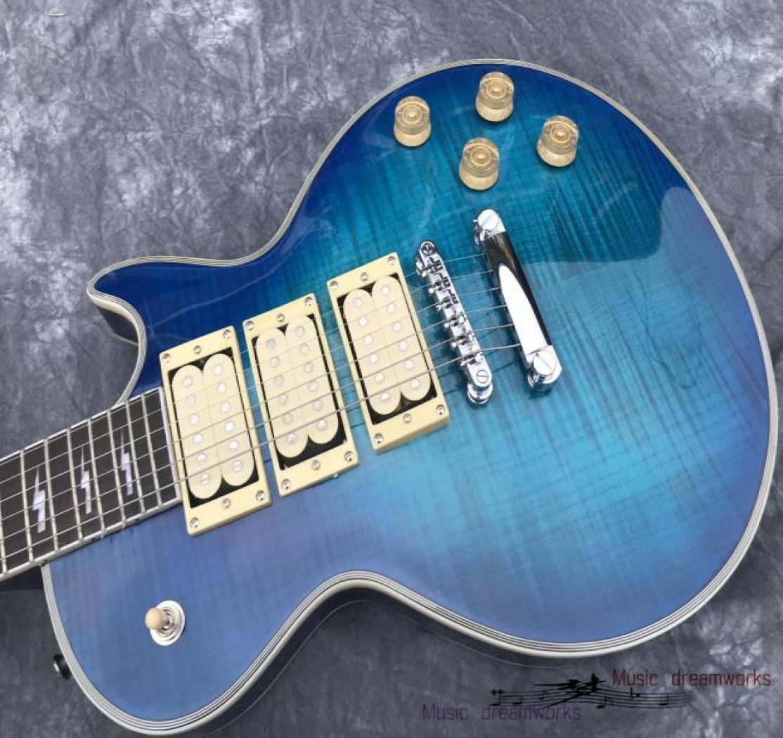 

Custom shop Ace frehley signature 3 pickups Electric Guitarblue guitar High quality flamed maple wood6398291