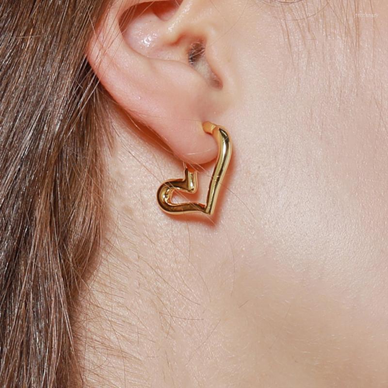 

Hoop Earrings WTLTC Fashion Design Heart For Women Minimal Love Charms Hoops Simple Metal Big 2.2cm 2.4cm