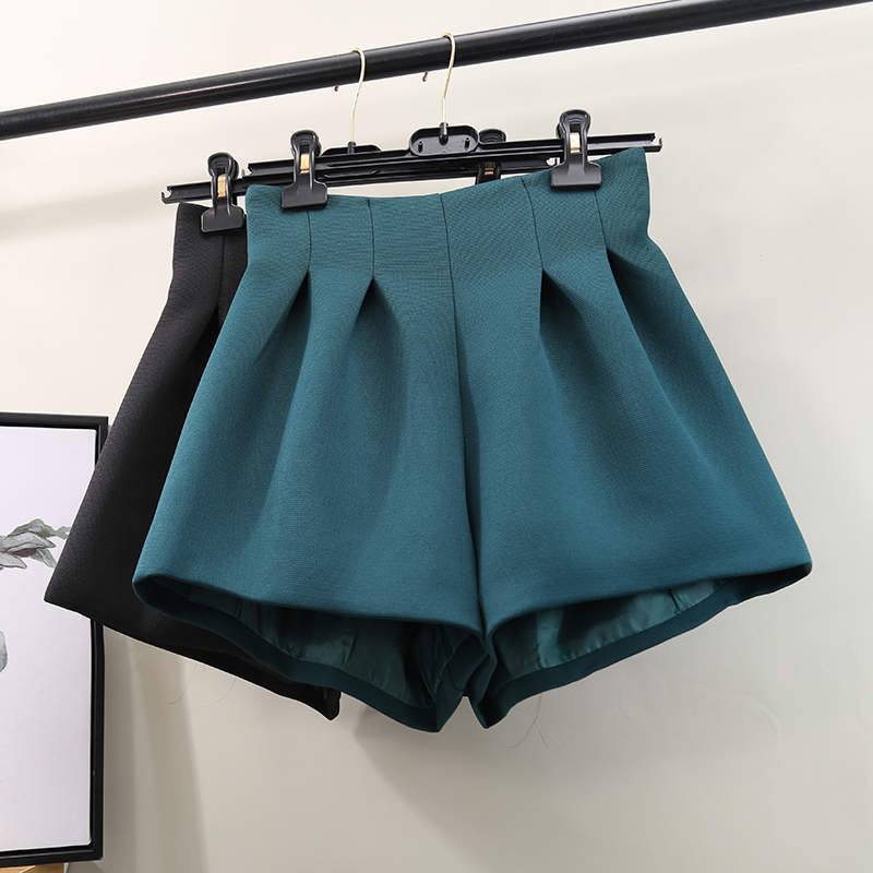 

Women's Shorts Loose Tutu High Waist Wide Leg Shorts Women Plus Size 3XL Autumn Winter Short Femme Trousers Elegant Office Casual Shorts C7724 230420, Dark green shorts