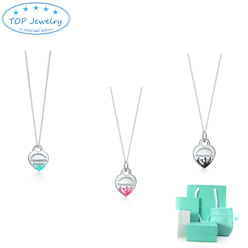 

initial designer luxury heart pendant necklaces women Commemorative holiday couple gifts Original fashion brand jewelry with Gift box