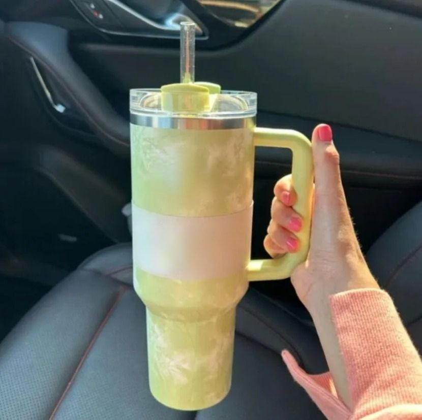 Tumblers Quencher H2.0 40oz Stainless Steel Tumblers Cups with Silicone handle Lid And Straw 2nd Generation Car mugs Keep Drinking Cold Water Bot-image-89934847