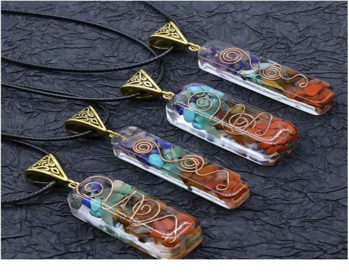 

Retro Reiki Healing Colorful Chips Stone Natural Chakra Orgone Energy Pendant Necklace Pendulum Amulet Orgonite Crystal jllYgt5743143