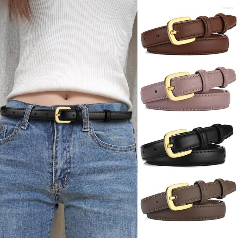 

Belts Women Waist Decoration Luxury Design Casual Pin Buckle Waistband Leather Belt Trouser Dress Thin Strap, Black