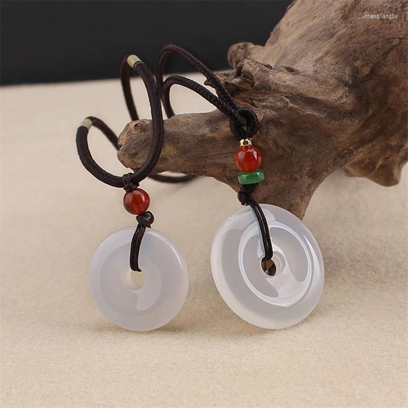 

Pendant Necklaces Natural Agate Safety Buckle Beads Necklace Charm Jewellery Fashion Accessories Hand-Carved Man Woman Luck Amulet Gifts