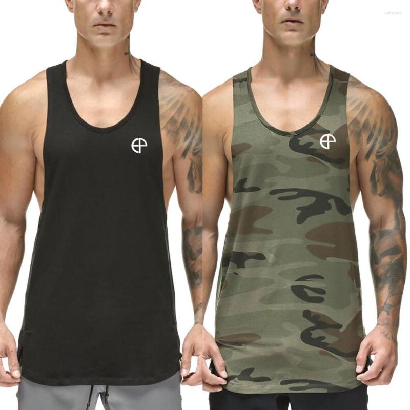 

Men's Tank Tops Fashion Camouflage Cotton Sleeveless Undershirts Top Men Fitness Mens Singlet Bodybuilding Workout Gym Vest, Black