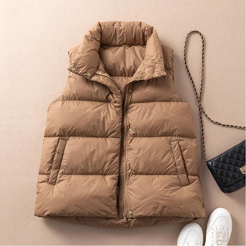 

Parkas SEDUTMO Winter Thick Duck Down Women Vest Jackets Slim Thick Waistcoat Autumn Oversize Pocket Casual Parkas ED1288, White