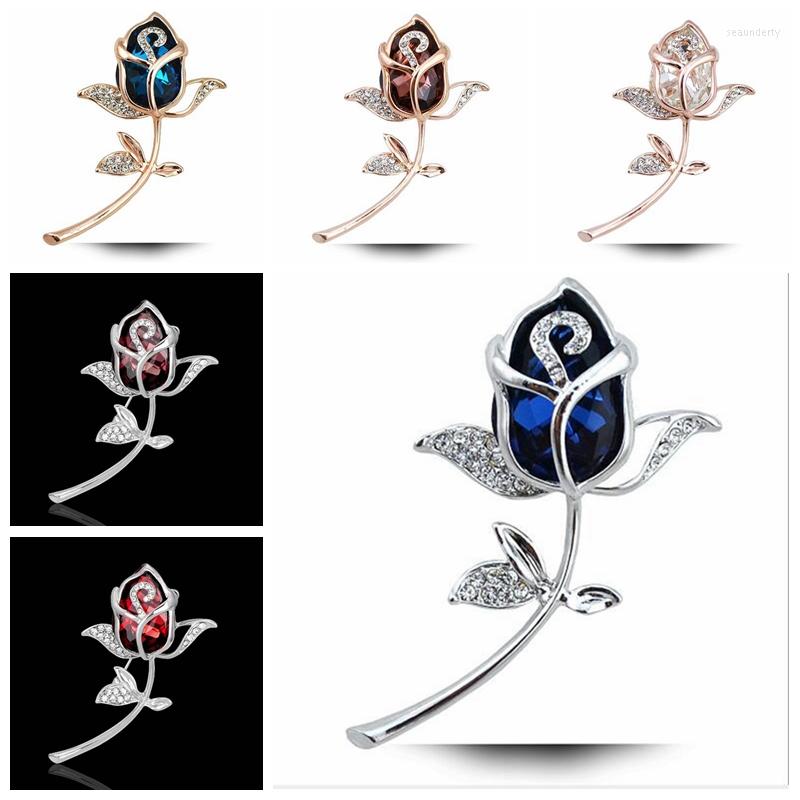 

Brooches Flower Shape Multiple Styles Crystal Stone Metal Brooch Jewelry 1Pcs Wj598