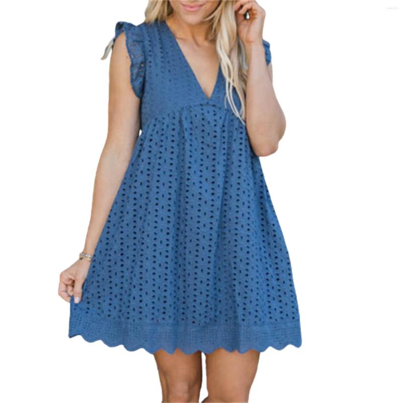 

Casual Dresses Summer V-neck Cotton Short Skirt Solid Color Dress California Romper For 2023 Women Lady Pleated Clothes, White
