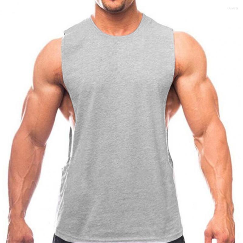 

Men's Tank Tops Men Solid Color Tanks Top Bodybuilding Gyms Fitness Sports Sleeveless Shirt Blank Loose Male Clothing Sportwear Muscle Vest, White