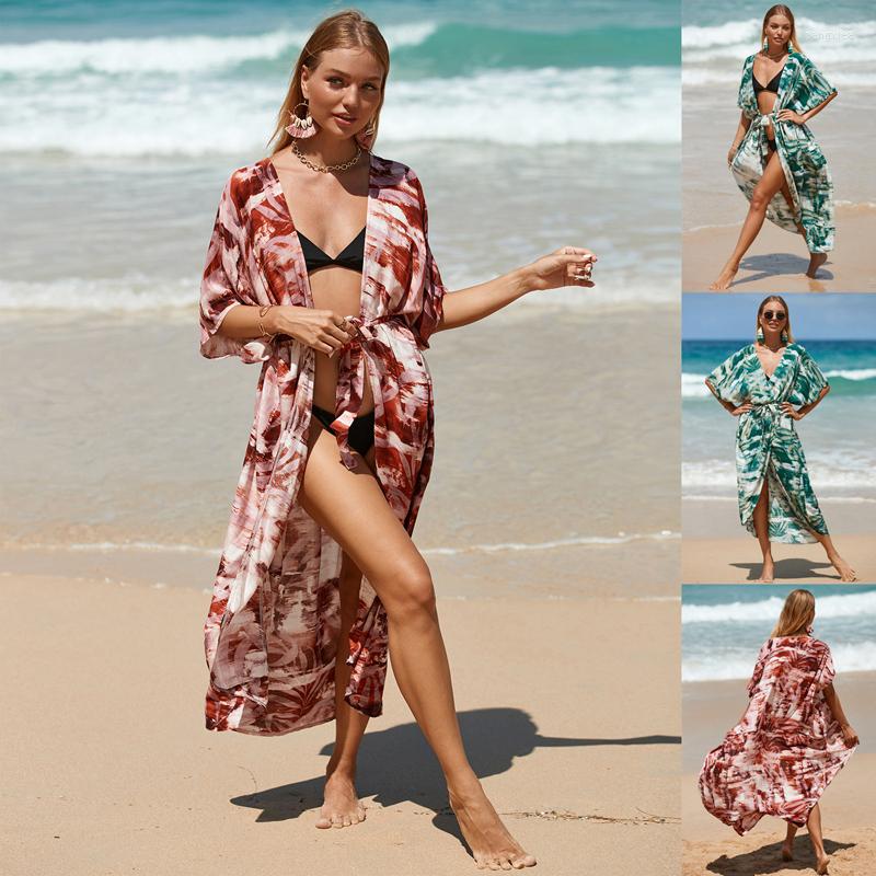 

Women's Swimwear 2023 Print Cotton Beach Sexy Loose Dress Bikini Cardigan Swim Wear For Women Cover Up Summer Suit Polyester Clothing The, Green