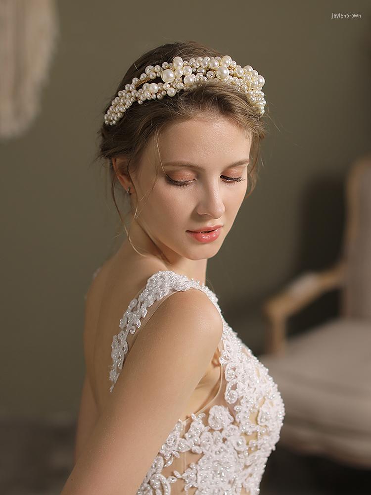 

Headpieces 2023 Beauty Wedding Accessories 2-Strand Pearl Hair Hoop Elegant Luxury Bridal Headdress For Travel Studio Po Prop Headband