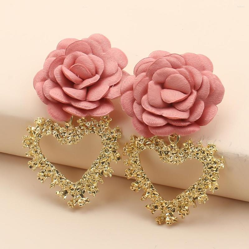 

Dangle Earrings Trendy Multicolor Geometric Statement Gold Plated Drop Flower Heart For Women Female Charm Jewelry 2023