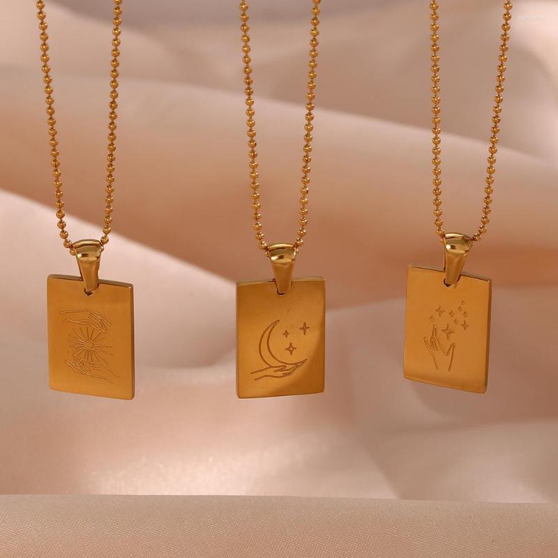 

Chains Vintage Square Charm Pendant Necklace For Women's Jewelry Layered Accessories Girls Clothing Aesthetic Gifts 2023