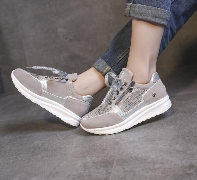 

Dress Shoes NEW Wedges Platform Sneakers Women's Non Slip Vulcanize Shoes Fashion Sequins Lace-up Girls Casual Sport Shoes of Woman Flats 230420, Khaki