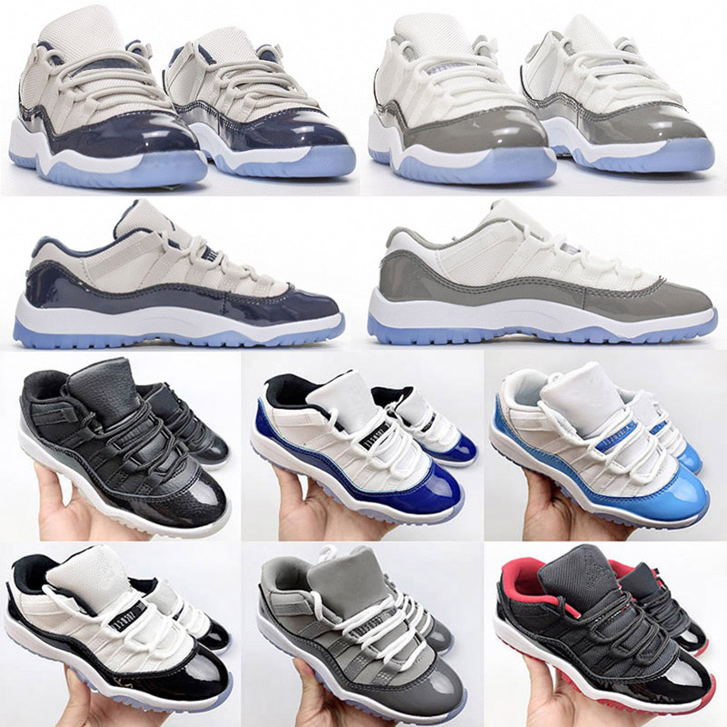 

Cool Grey kids shoes 11s Low boys grey sneaker 11 J designer basketball cherry trainers baby kid youth toddler infants children boy girls big Space Jam Metallic