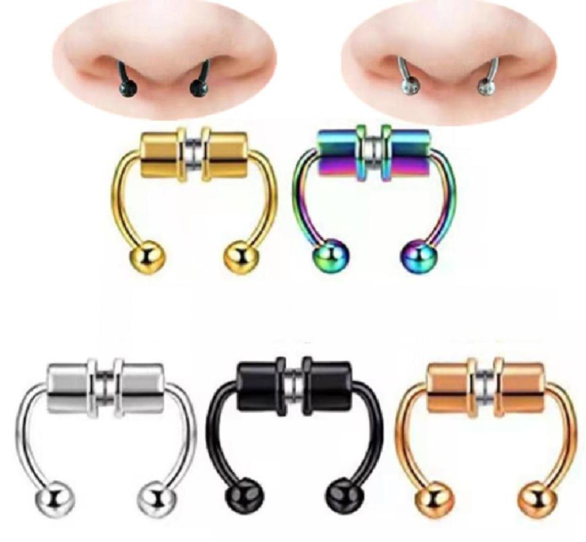 

Non Piercing Nose Jewelry For Body Arts 316L Stainless Steel Magnetic Fake Nose039s Ring3152989