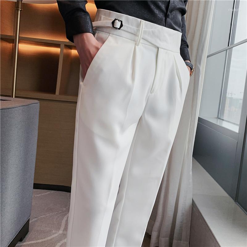 

Men's Suits 2023 Brand Clothing Business Casual Slim Fit Men Suit Dress Pants Formal Wear Fashion All Match Straight Trousers Gentlemen 36, White