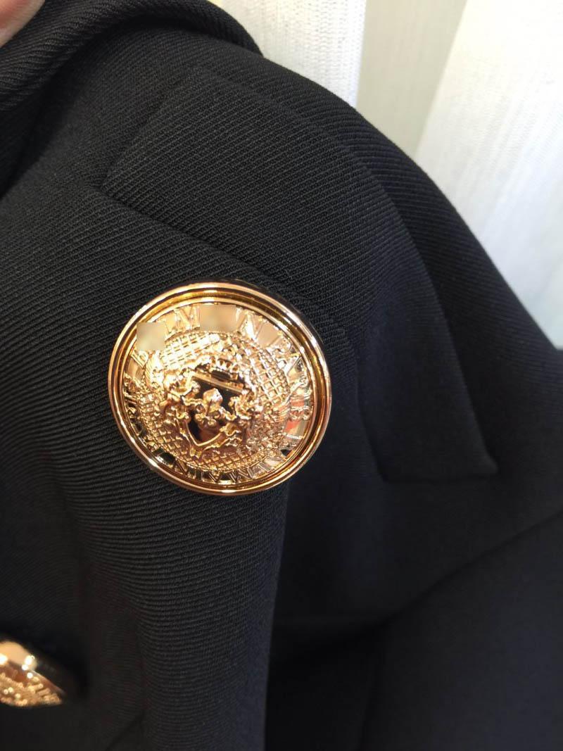 

Pants TOP QUALITY !!! Brand Classic Black Twill Double Breasted Blazer With GOLD Embossed Button up Long Sleeved Blazers For Woman