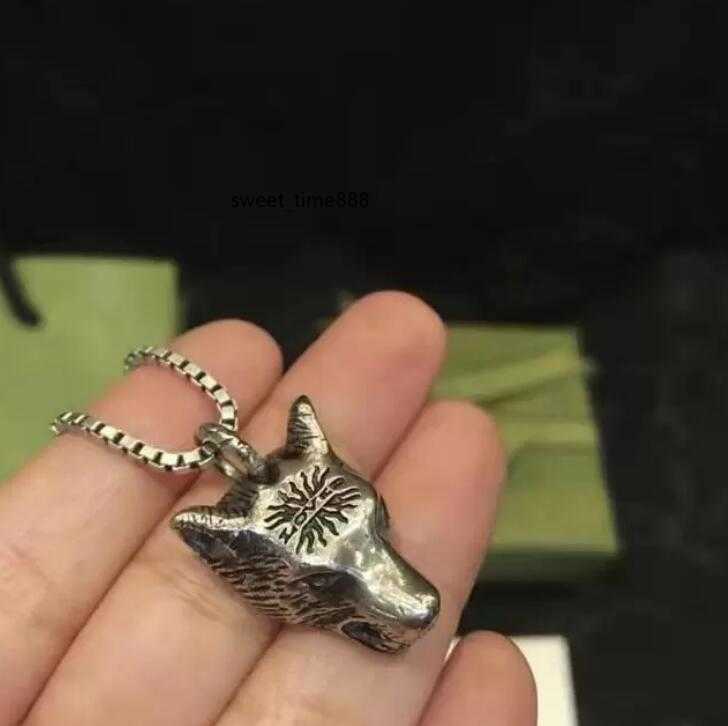 

925 Sterling Silver Luxury Choker Necklace Designer Tiger Jewelry Cuban Chain Double Letter Stainless Steel Wolf Pendants for Men hip hop