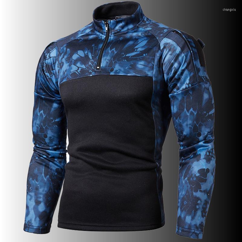 

Men's T Shirts Men's Spring Tactical Camouflage Athletic Long Sleeve T-shirts Male Outwear Military Clothing Combat Shirt Assault Army, Blue camo
