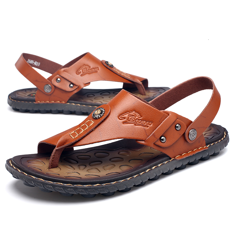 

Sandals Classic Men Sandals Comfortable Men Casual Shoes Leather Sandals Big Size Soft Sandals Men Roman Comfortable Men Shoes Zapatilla 230420, Khaki 2668-33