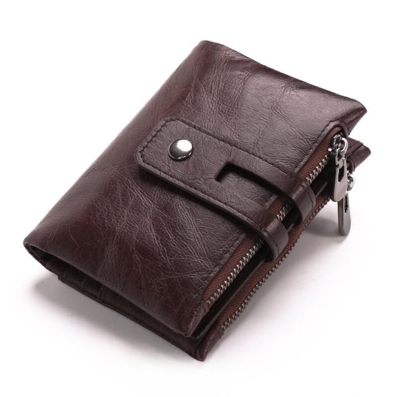 

Wallets Luxury Wallet Men Genuine Leather Short Male Leisure Moneyclip Holder Purse Vintage Double Zip Cowhide, Black