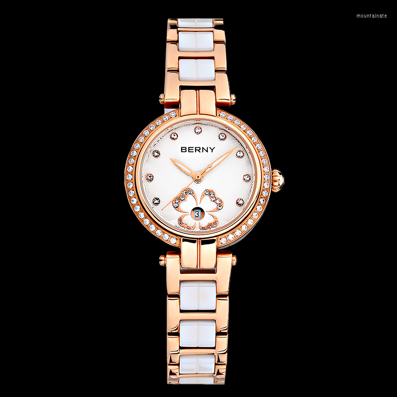

Wristwatches BERNY Wristwatch Women Quartz Watches Luxury Women's Ceramics Watch For Ladies Elegante Clock 30M Waterproof Inlaid With, 2735l-b
