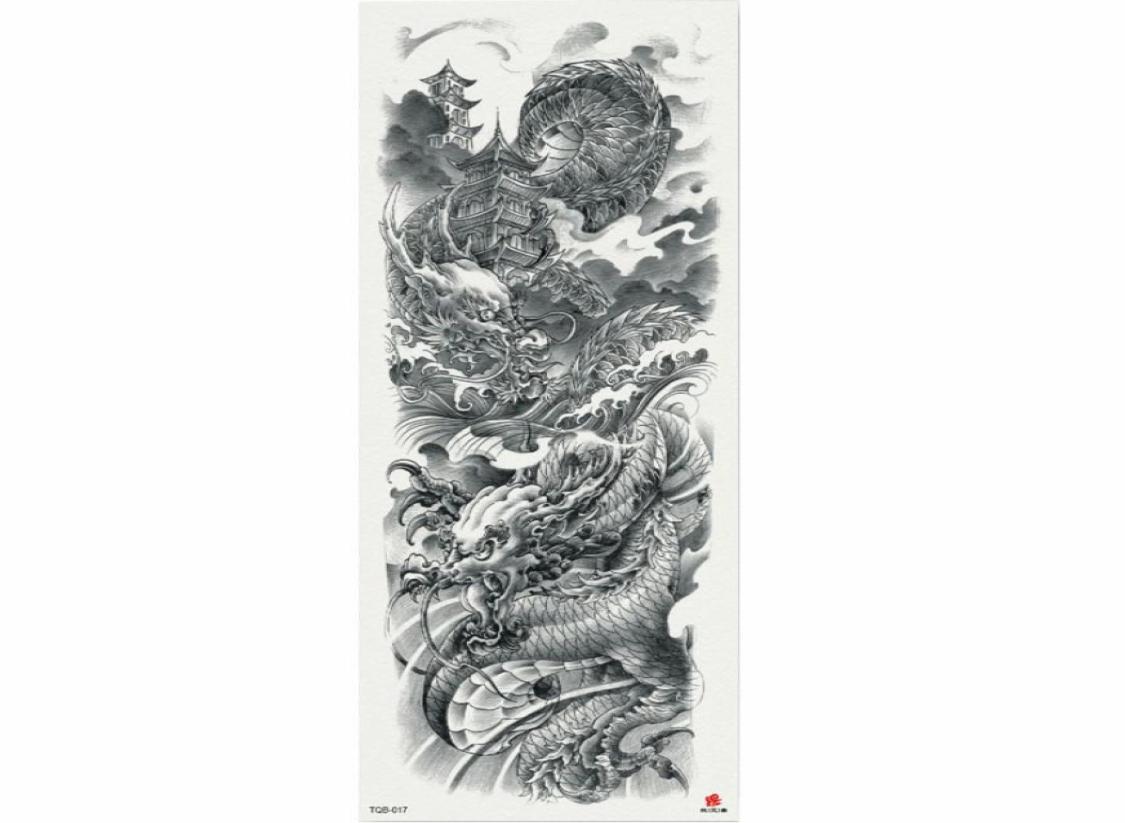 

1 Piece Chinese Totem Cloud Dragon Temporary Tattoo Sticker With Arm Body Art Big Sleeve Large Fake Tattoo Sticker3345343