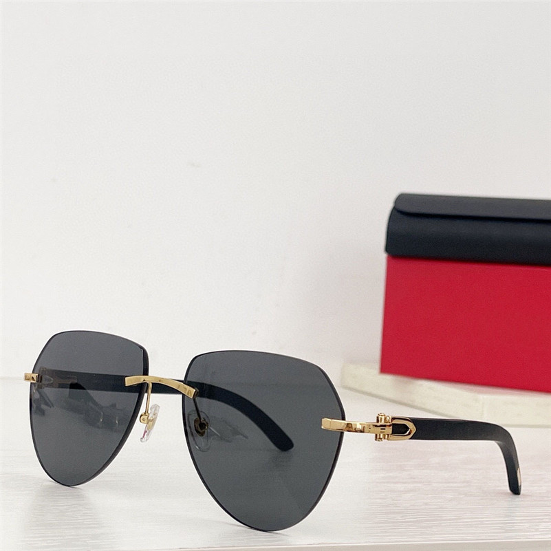 

New fashion design pilot sunglasses 0007S rimless frame wooden temples simple and popular style versatile outdoor uv400 protection glasses