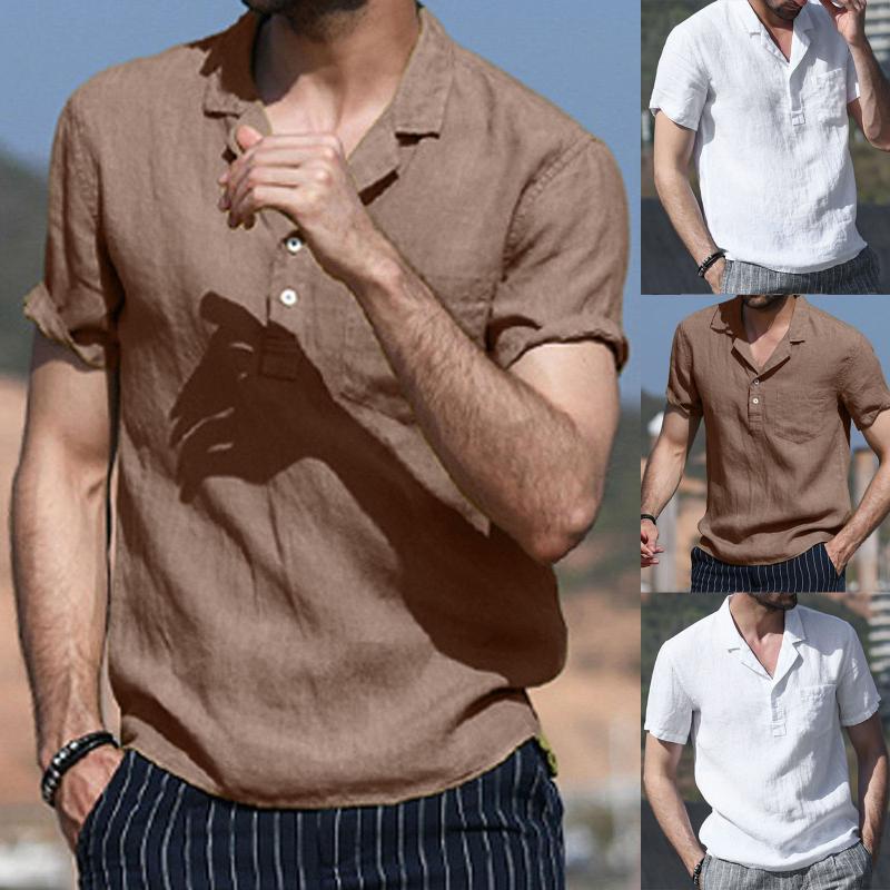 

Men's Casual Shirts Fashion Male Simple Deisgn Selling Solid Color Loose Slim Man Clothing Top Summer Beach Shirt In Stock 2023, White