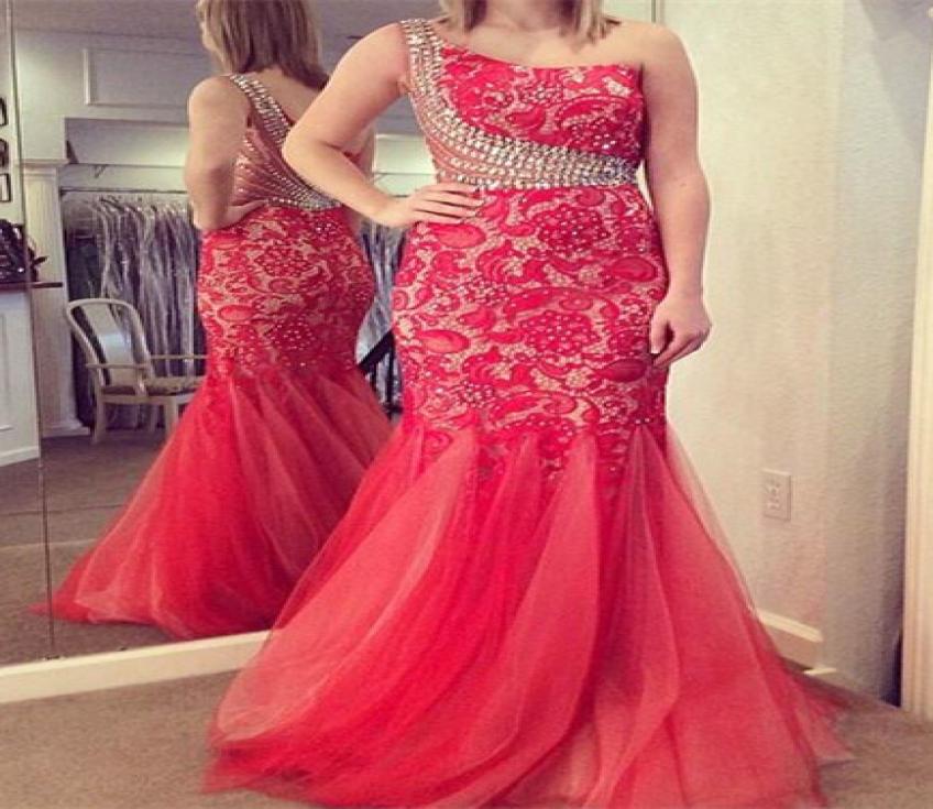 

Glamorous Lace Prom Dress Mermaid One Shoulder Beaded Long Special Occasion Dress Evening Party Gown Plus Size vestidos de festa9421408, Hunter
