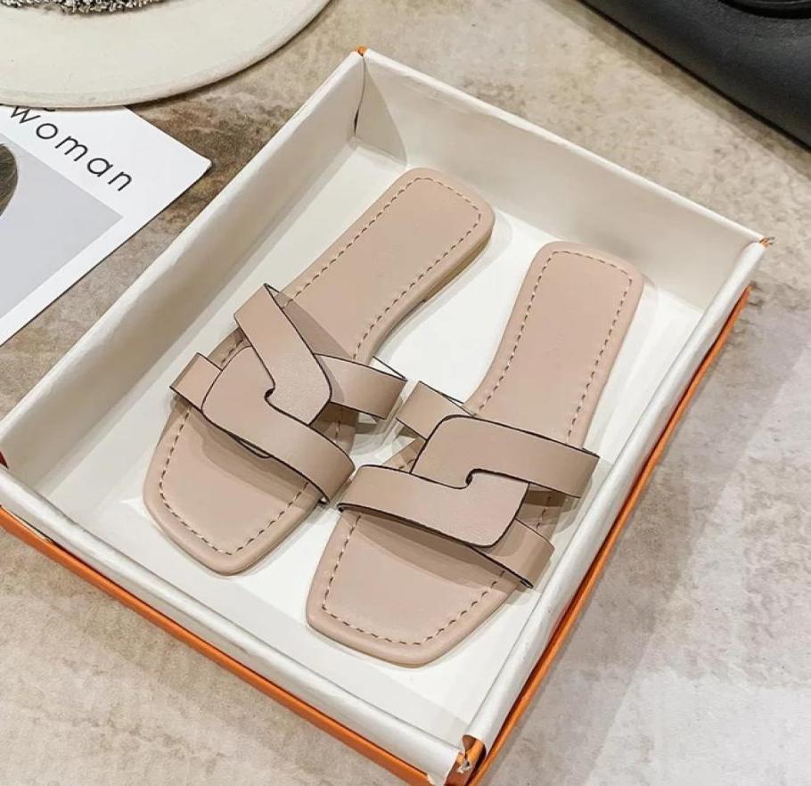 

TX005 Summer Fashion Solid PU Leather Women039s Sandals Slippers White Blue Pink for Outdoor Wearing Flat Bottom Flip Flops7010323