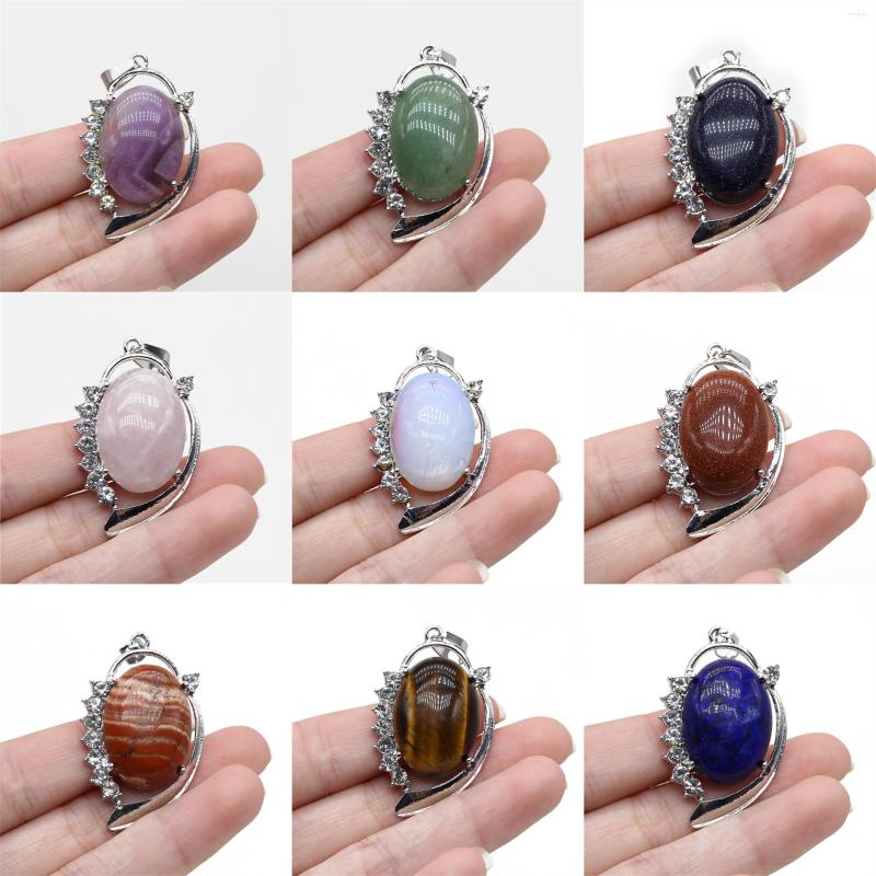 

Pendant Necklaces 1PC Natural Opal Rose Quartz Stone Agate Tiger Healing Crystal Charms For Jewelry Making DIY Necklace Earrings