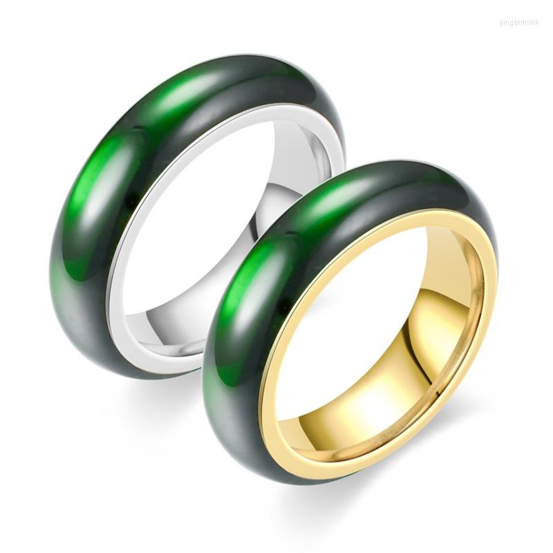 

Cluster Rings Vintage Titanium Ring For Men Women Fashion Wedding Band Jewelry Y2k Retro Geometric Stainless Steel Green Couple Anillos