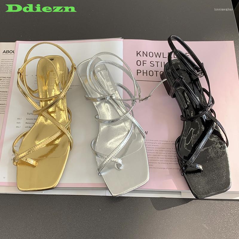

Sandals Women Fashion Casual Outside 2023 Summer Square Toe Korean Style Female Shoes For Cross-Tied Slides Ladies Sandal, Black