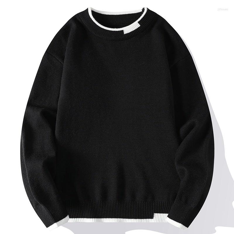 

Men's Sweaters #5902 Streetwear Hip Hop Sweater Mens Tight Knitted False Two Piece Solid Color Knit Pullover Male Teenager Winter 2023, Black