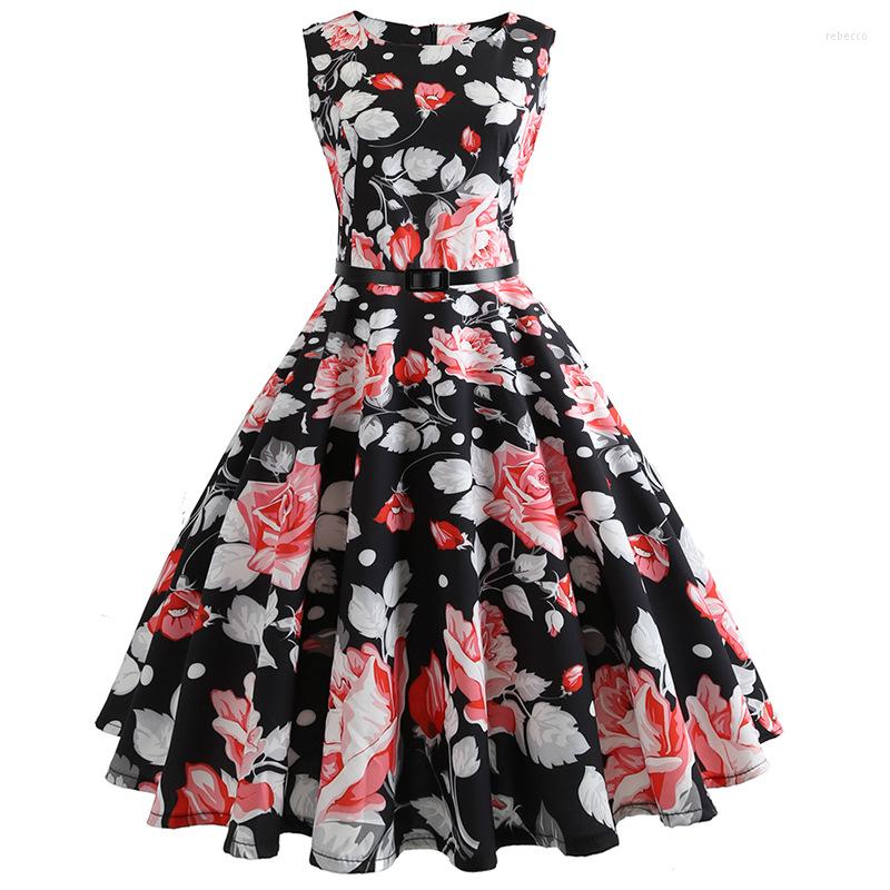 

Casual Dresses Women Summer Dress Plus Size Clothing Audrey Hepburn Floral Robe Retro Swing 50s Vintage Rockabilly Vestidos, Color no.8