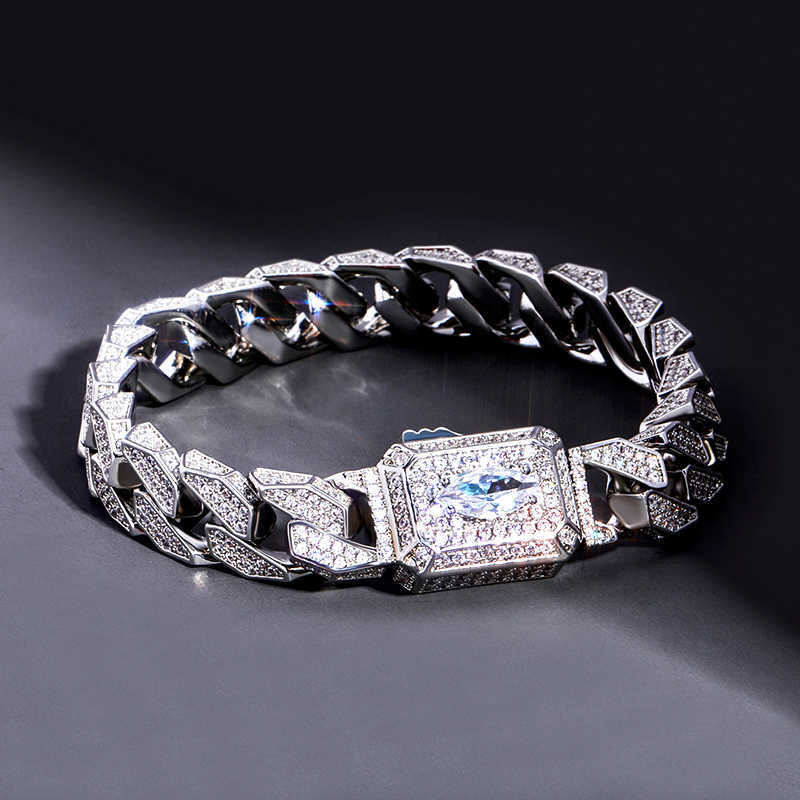 

Gold Australia Top Quality Watch Style Miami Cuban Chain Bracelet Spring Buckle Iced Out Cubic Zirconia Hip Hop Link Chains Bracelets For Men Women14k Gold Jewelry