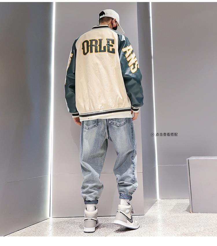 

Men' Jackets 2023 Letter Stitching Jacket Coat Hip-hop Trend Fried Street Fashion Brand Baseball Uniform Couple Casual Loose, Blue