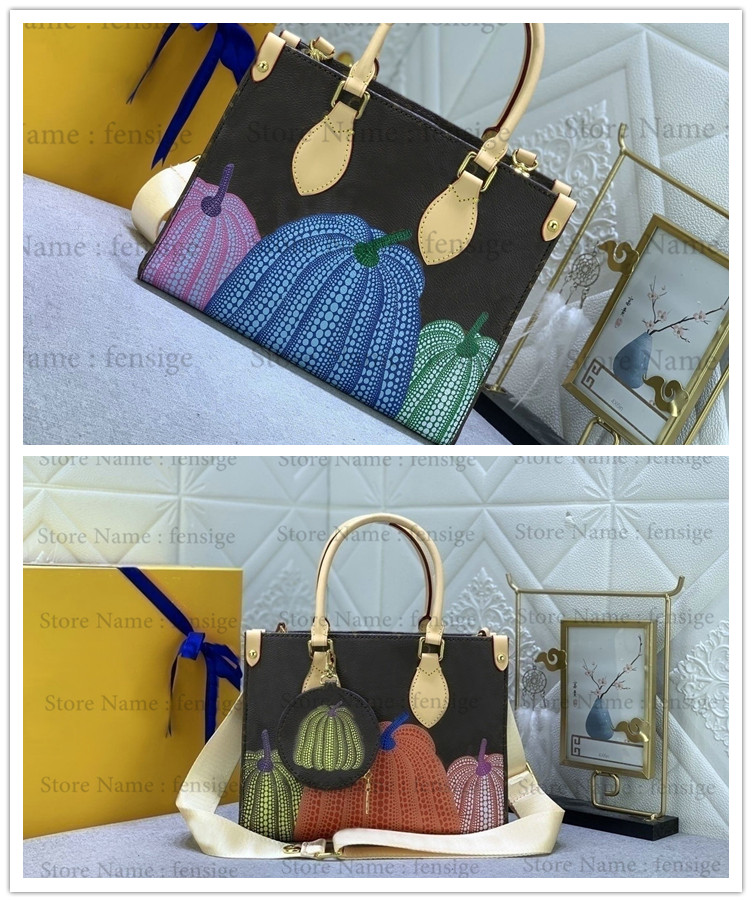 23ss OnTheGo YK Tote Bag M45779 Bicolor 3D Painted Dots Monograms Embossed Leather On The Go 25cm CrossBody Yayoi Kusama Purse M45659 M45653 M46373