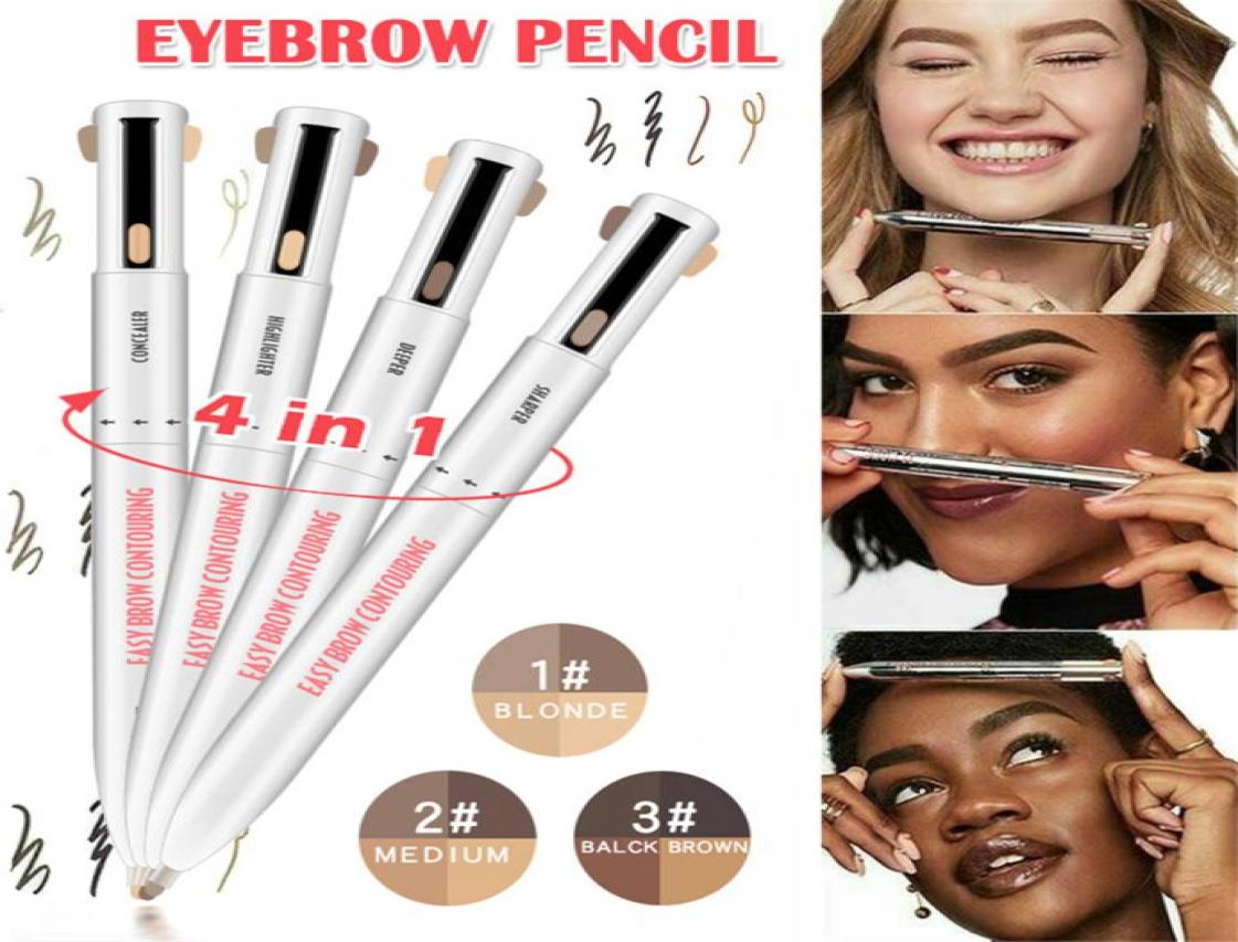 

4in1 Easy to Wear Eyebrow Enhancers Contour Pen Waterproof Defining Highlighting Eye Brow Eyebrow Pencil Makeup Cosmetic 3pcs7681230, Army green