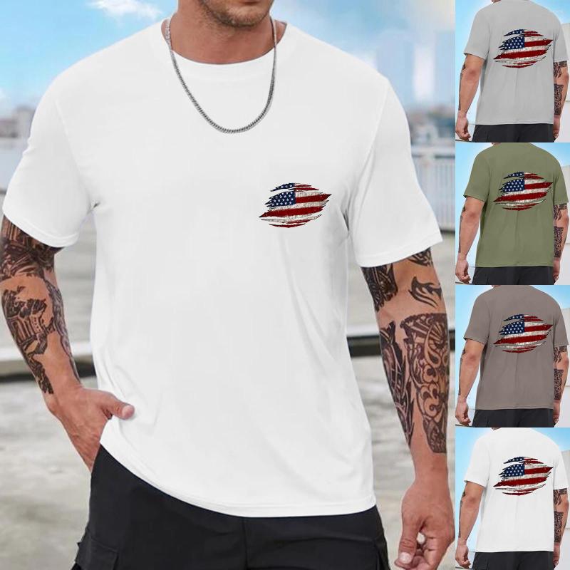 

Men's T Shirts Men Fashion Spring Summer Casual Short Sleeve O Neck Camouflage Printed Top Blouse Mens Shorts, Green