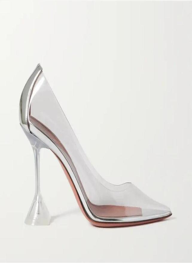 

Fashion Amina Shoes Ami Clear Pvc And Metallic Leather Pumps Muaddi Wedding3982829, Red