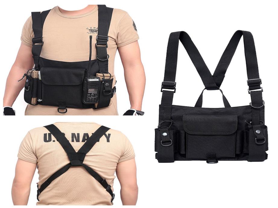 

Outdoor Sports Gear Combat Assault Bag Tactical Chest Rig Pouch with Strap Multifunctional Vest NO174062126031, Black