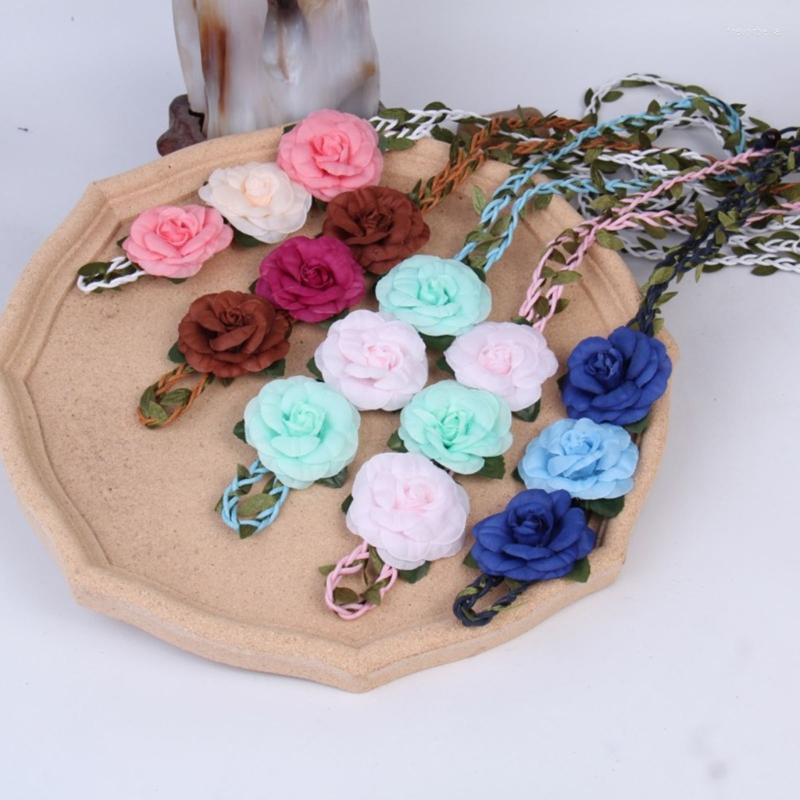 

Belts Colorful Flower Women Waist Belt Vintage Wide Bohemian Adjustable Hole Handmade Summer Seaside, Blue