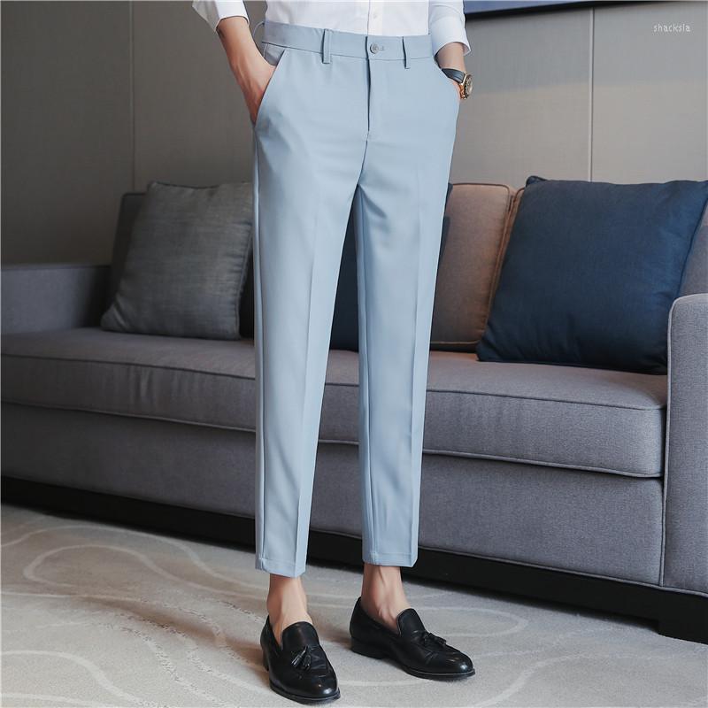 

Men's Suits Men Summer Business Formal Pant Solid Color Casual Korean Slim Fit Suit Pants 2023Wedding Social Office Trousers Plus Size 38, Khaki